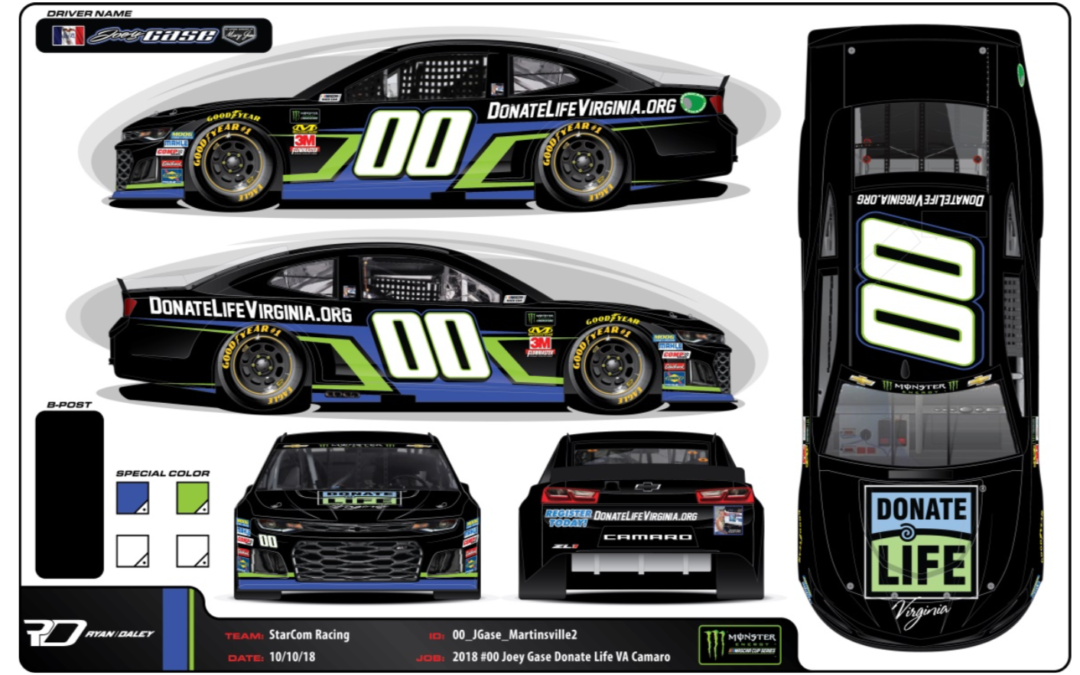 Gase Jumps Back in the #00 for StarCom at Martinsville with Donate Life Virginia